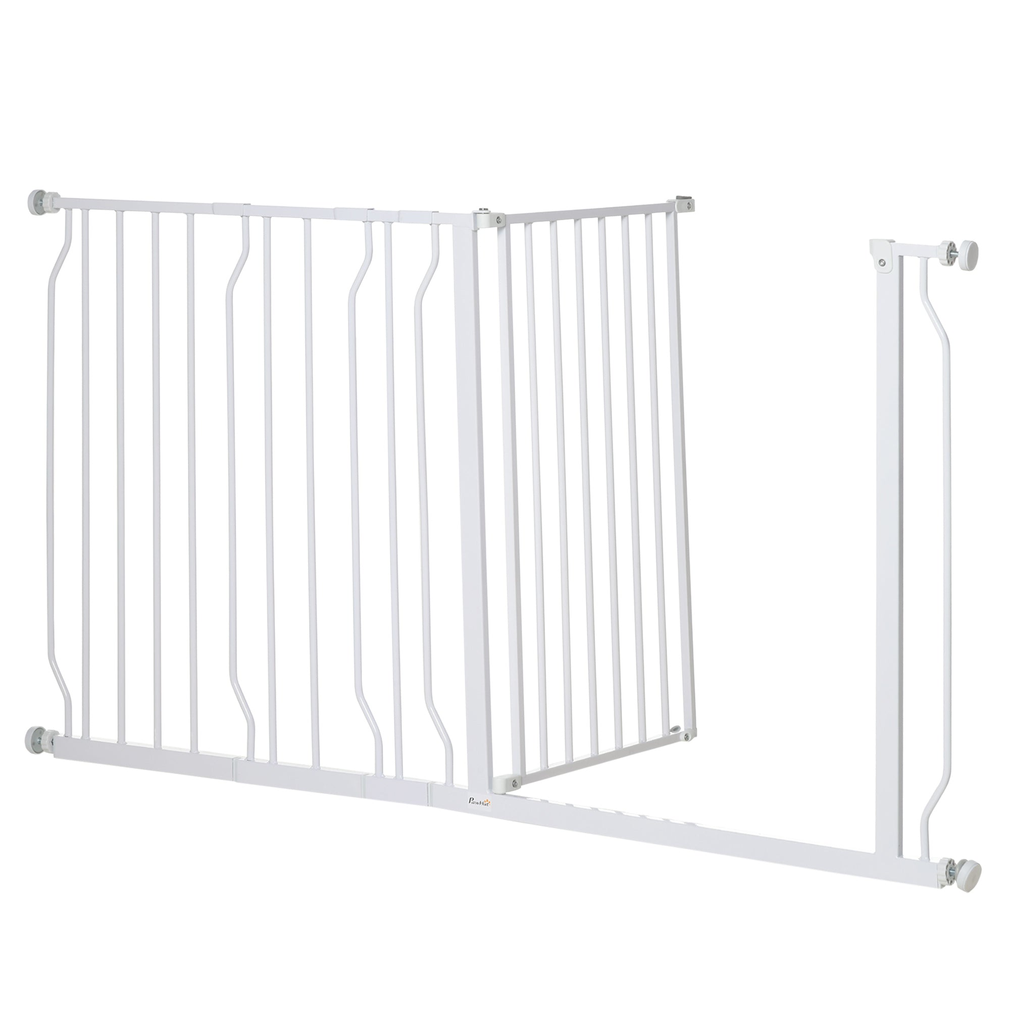 Dog Gate Extra Wide Stairway Gate for Pet with Door, 76H x 75-145Wcm, White