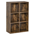 Cubic Cabinet Bookcase with 6 Shelves for Storage and Display - Rustic Brown