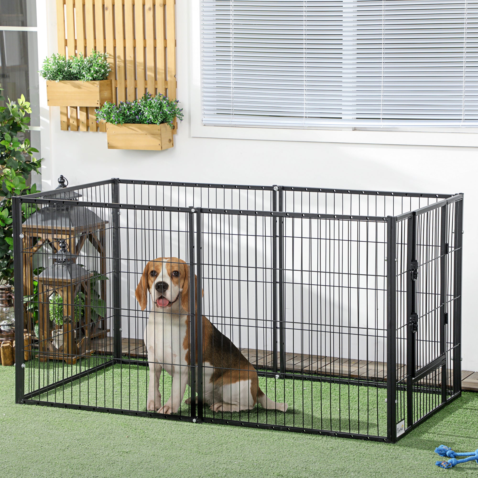 82.5-150 cm x 81 cm Heavy Duty Pet Playpen, 6 Panel Exercise Pen for Dogs, Adjustable Length, Small and Medium Sized Dogs