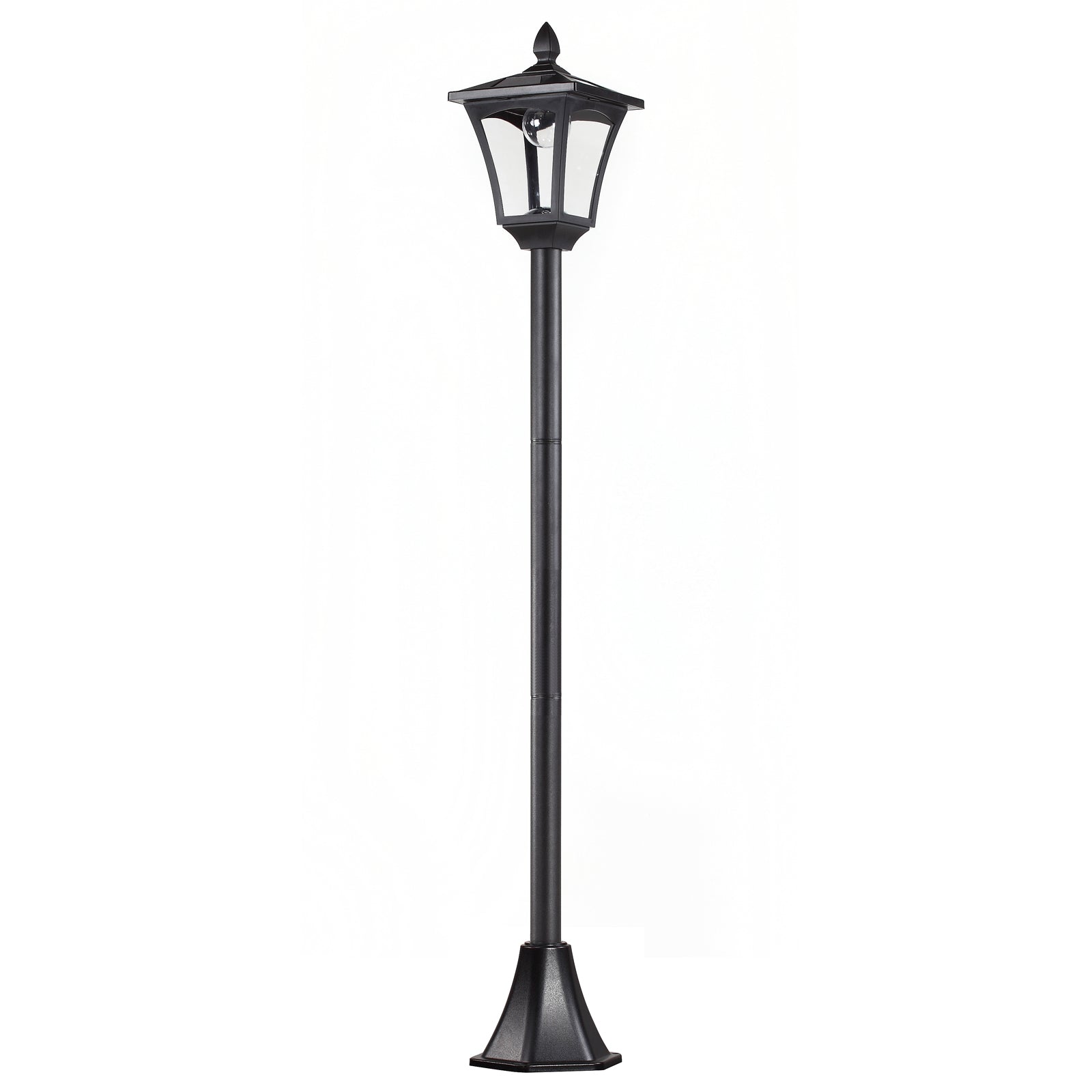 Outdoor Solar Powered Post Lamp Sensor Dimmable LED Lantern Bollard Pathway 1.6M Tall – Black