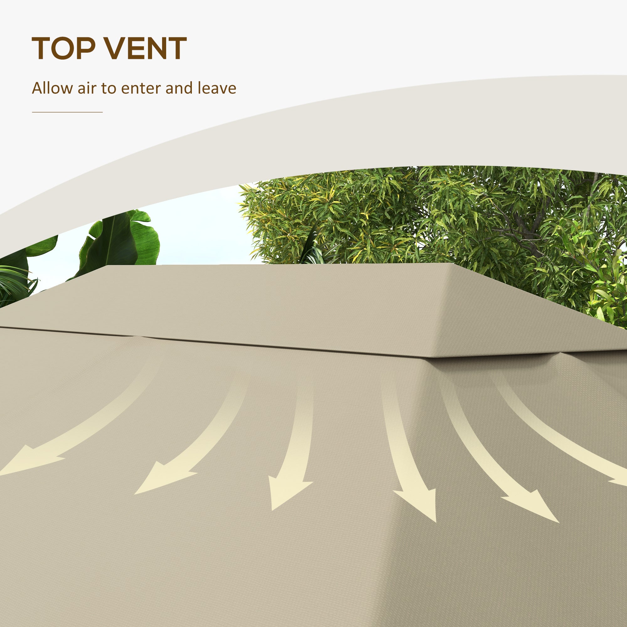 3 x 4m Gazebo Canopy Replacement Cover, Gazebo Roof Replacement (TOP COVER ONLY), Khaki