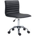 Adjustable Armless Mid-Back Swivel Office Chair with PU Leather and Chrome Base - Black