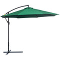 3m Garden Banana Cantilever Parasol with Crank Handle and Cross Base - Green