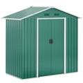 6.5ft Metal Garden Storage Shed with Double Sliding Doors - Green