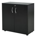 2-Tier Locking Office Storage Cabinet with Melamine Coating and Aluminium Handles - Black