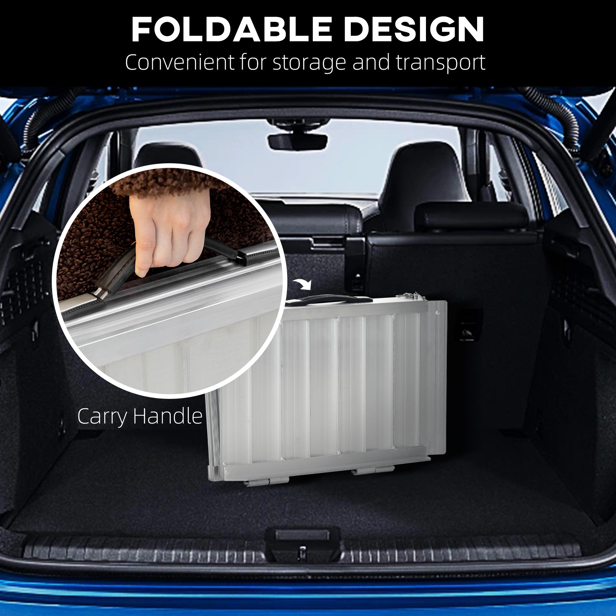 2ft Aluminium Duo Wheelchair Ramp Pushchair Mobility Assistance Folding w/ Carry Handle Locking Chain Portable 61L x 72W cm