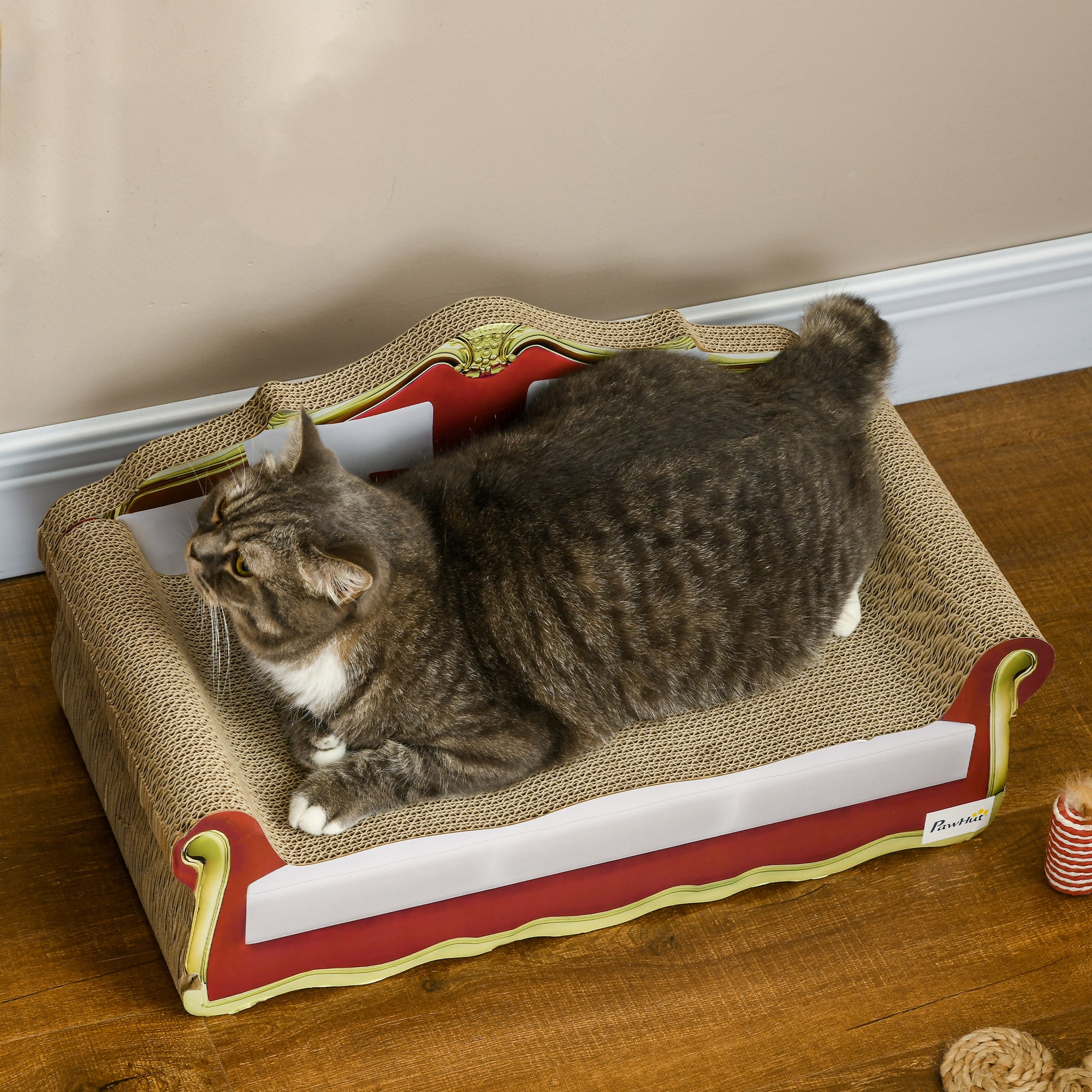 Cat Cardboard Scratcher, Lounge Sofa Bed with Catnip, 58 x 29.5 x 29cm