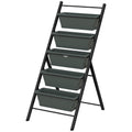 5 Tier Vertical Raised Garden Planter with 5 Grey Pots for Outdoor Growing - Grey
