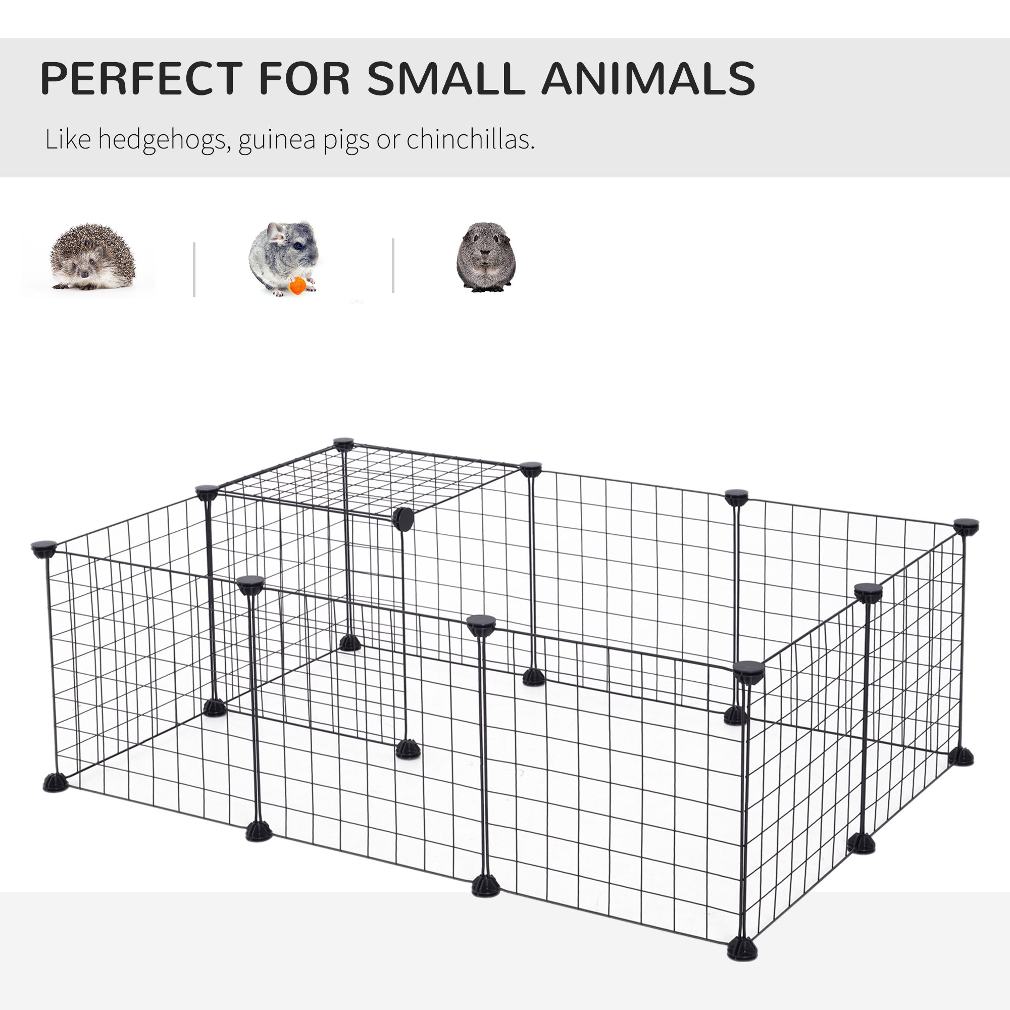 Modular Pet Playpen Metal Wire, 106Lx73Wx36Hcm-Black