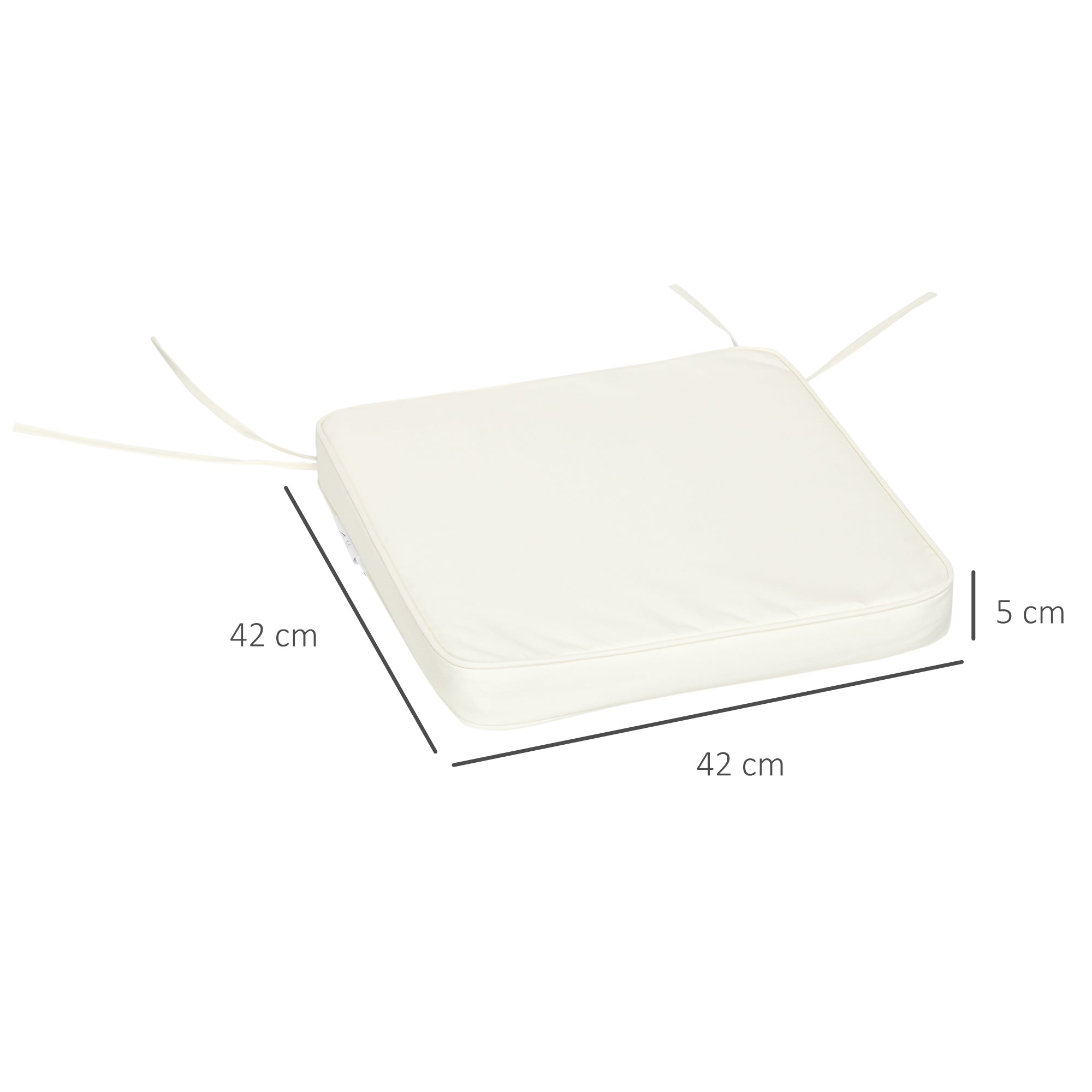 Set of 6 Chair Cushions with Tie Fastenings - Cream White