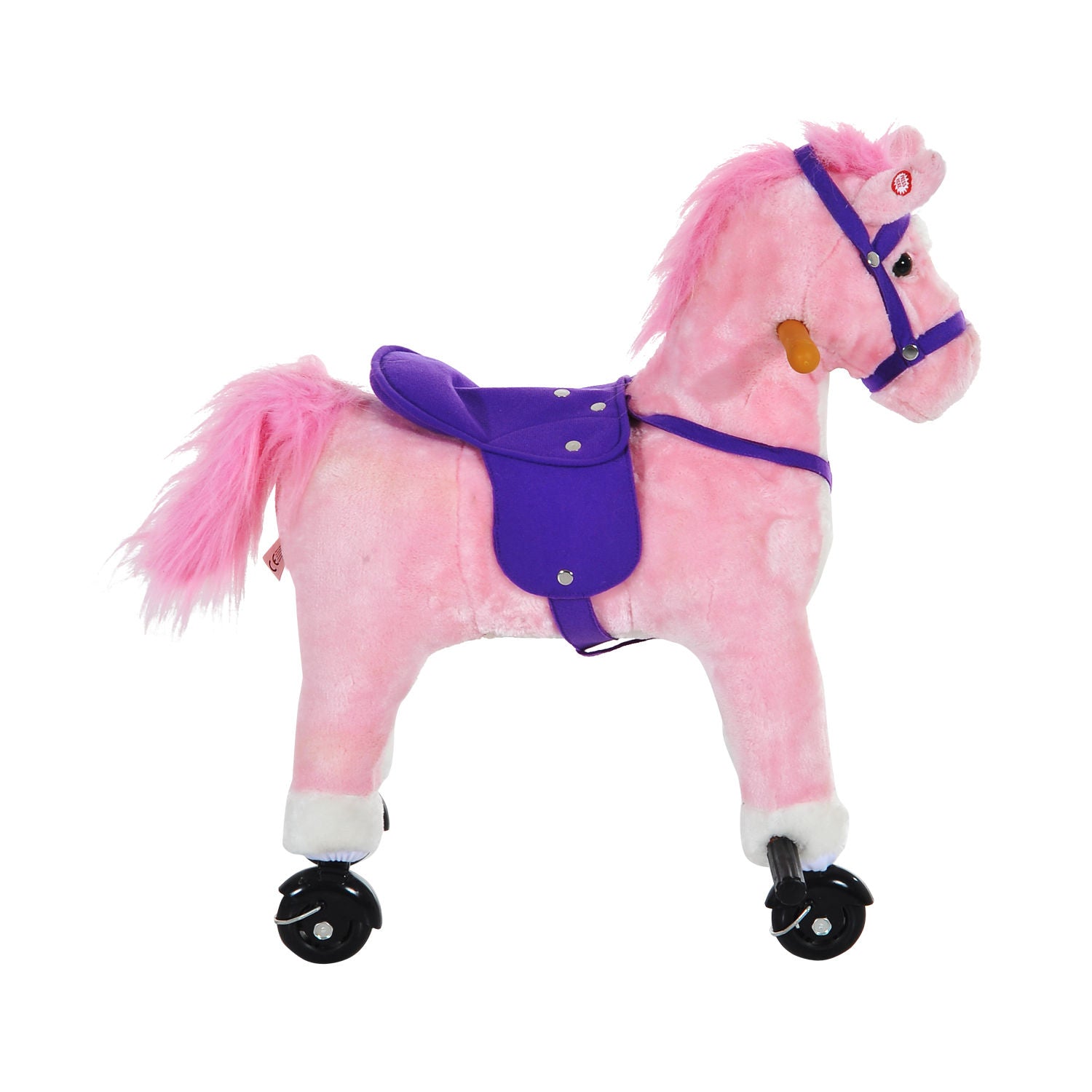 Rocking Horse W/Rolling Wheels and Sound-Pink