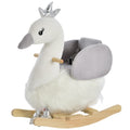 Kids Plush Ride-On Swan Rocking Animal with Realistic Sounds for Toddlers 18-36 Months - White & Grey
