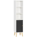 Bathroom Floor Standing Tallboy Storage Cabinet with Adjustable Shelves - White