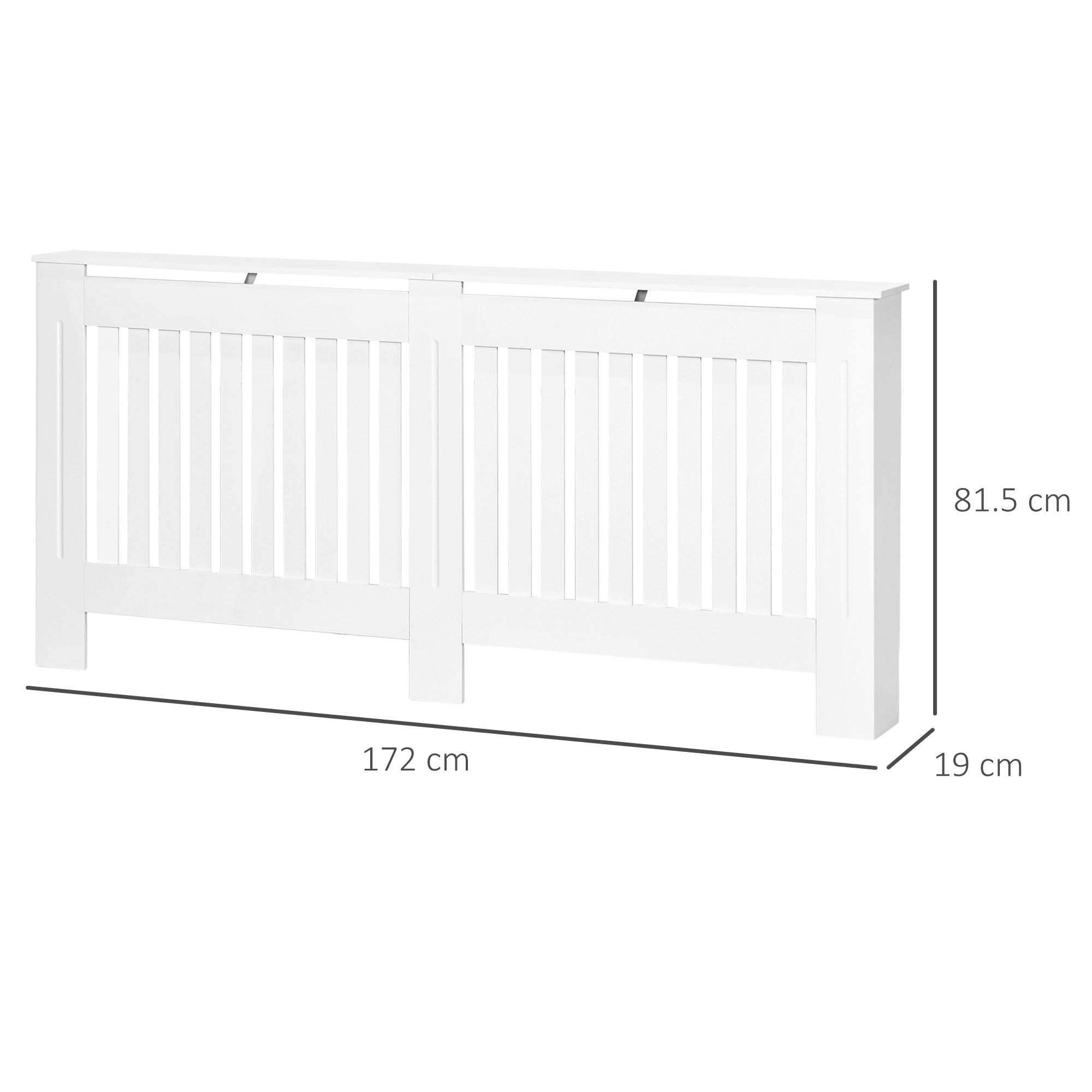 Slatted Radiator Cover Painted Cabinet MDF Lined Grill in White 172L x 19W x 81H cm