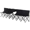 6-Seater Folding Steel Camping Bench with Cooler Bag - Black