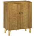 Vintage Storage Cabinet with Double Chevron Doors and Pine Wood Legs - Natural Wood Effect