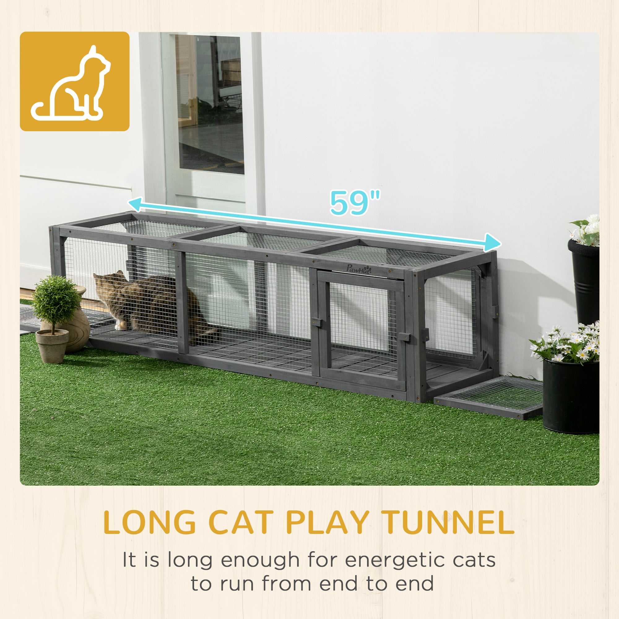 Large Cat Tunnel 150cm Extra Long Cat Play Tunnel Indoor Outdoor W/ Multiple Entrances for Cat, Rabbit, Puppy, Dark Grey