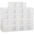 Portable Shoe Storage Cabinet Cube Organizer for UK/EU Size 43 with Magnetic Door - Clear White