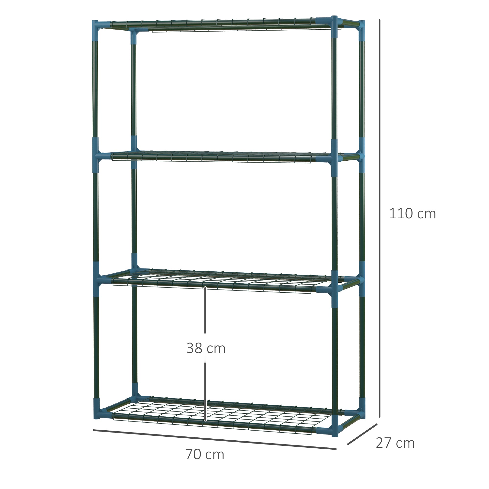 Modern Plant Stand Set of 2, 4-Tier Planter Holder with Steel Frame, Outdoor Flower Display Rack for Potted Plants Balcony Décor, Green