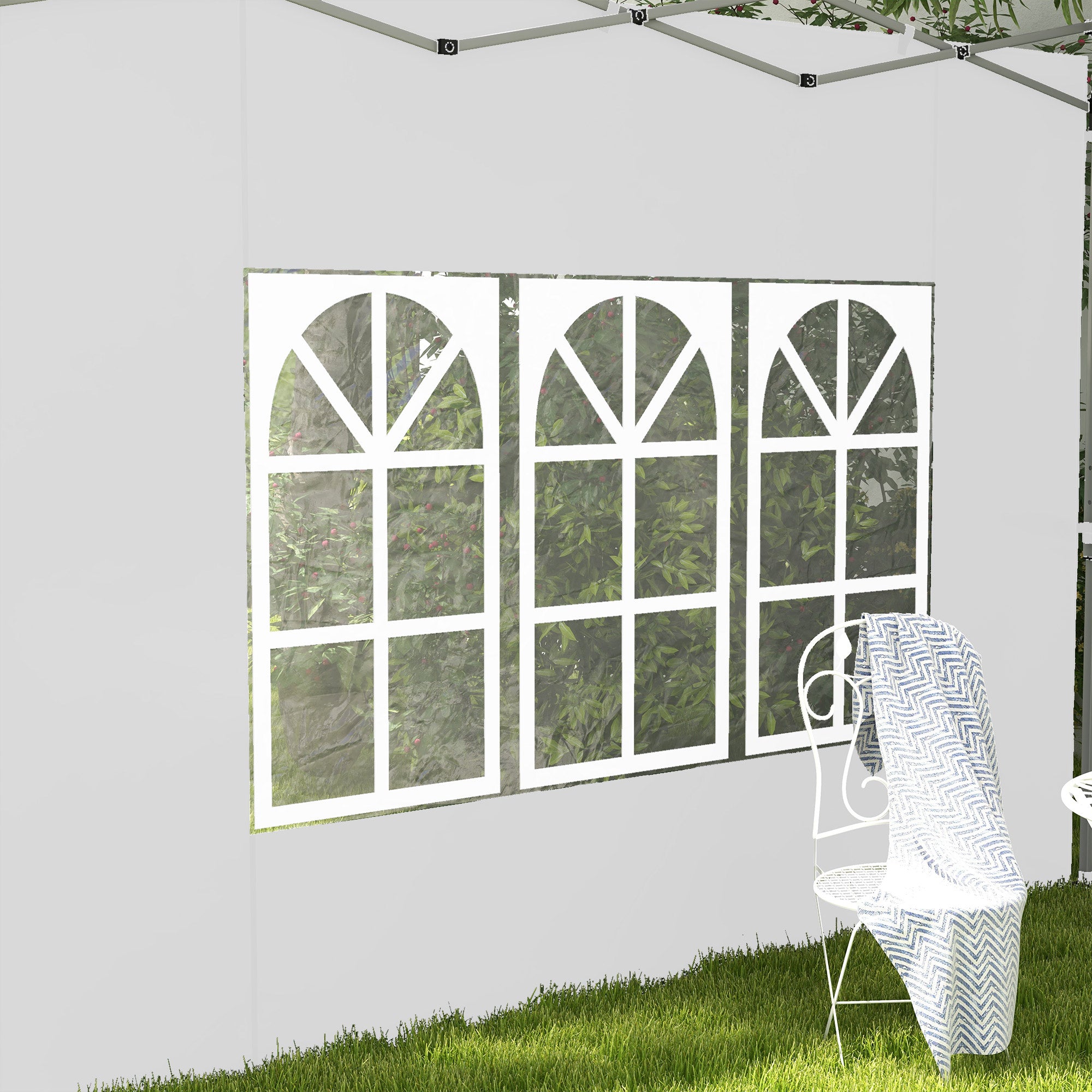 Gazebo Side Panels, Sides Replacement with Window for 3x3(m) or 3x4m Pop Up Gazebo, 2 Pack, White