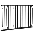 Expandable Pressure-Mounted Dog Gate with Door 75-115cm for Hallways & Staircases - Black