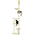 6-Tier Floor to Ceiling Cat Tree Climbing Tower with Scratching Posts and Platforms - Beige