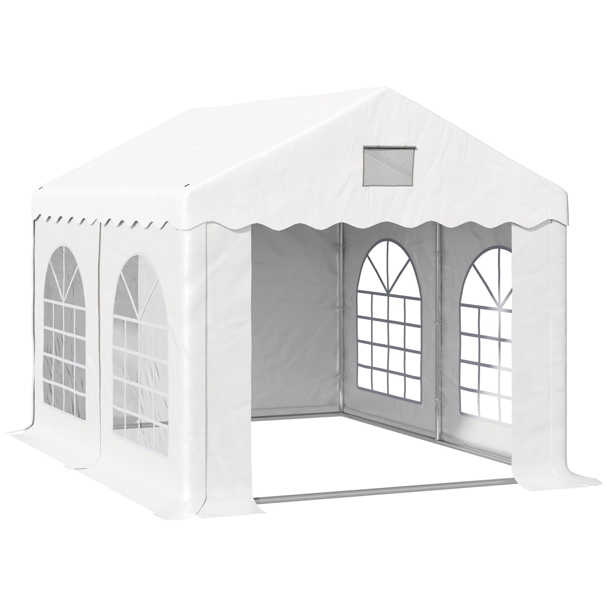 4 x 3 m Gazebo Canopy Party Tent with 4 Removable Side Walls and Windows for Outdoor Event, White