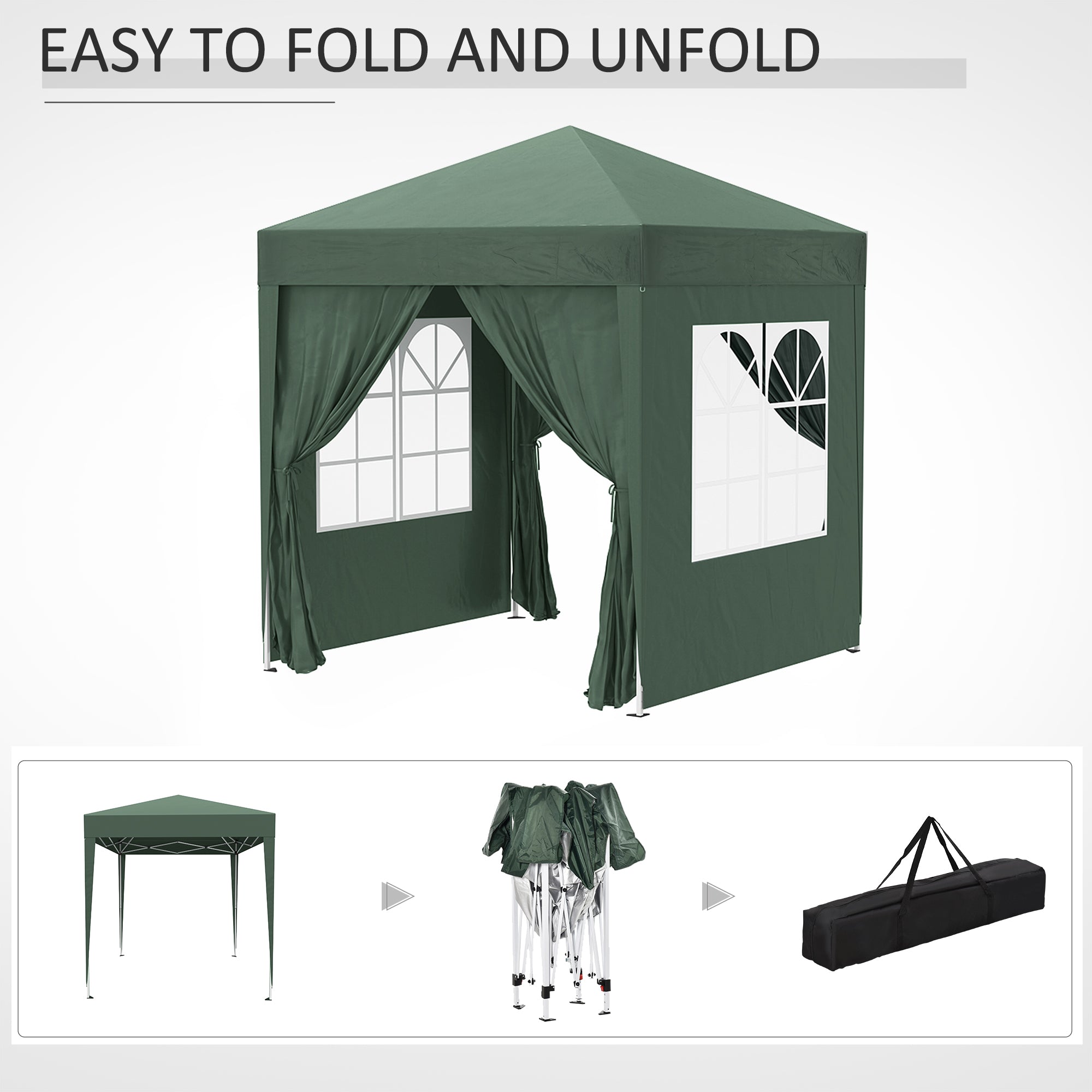 Pop Up Gazebo Canopy, size (2 x 2m)-Green