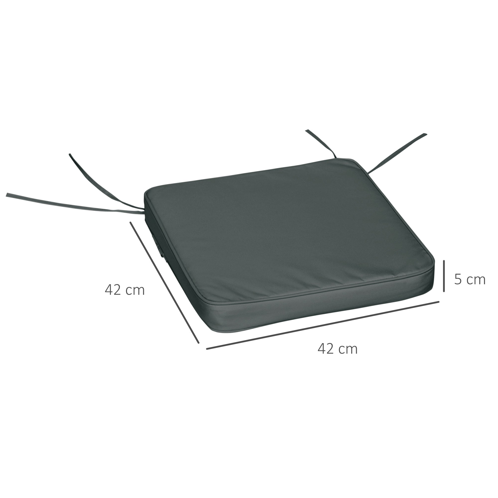 Set of 6 Thick Padded Chair Cushions for Indoor & Outdoor Use - Grey