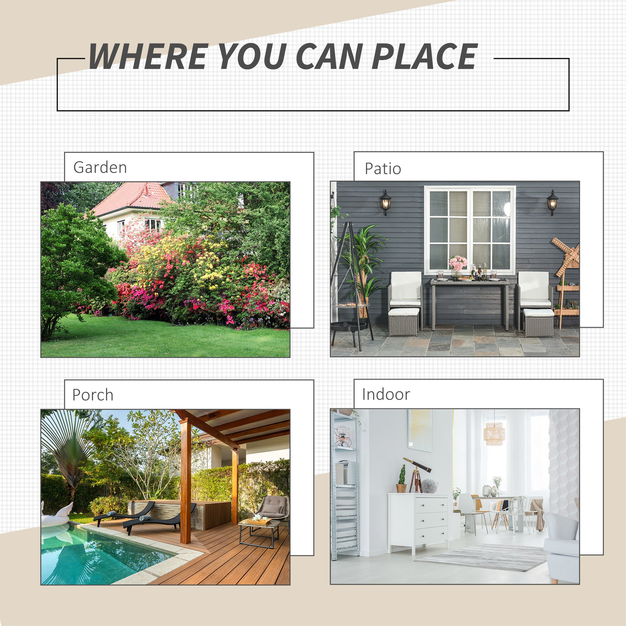 4 Seater Rattan Garden Furniture Set with Cushioned Footrests Grey