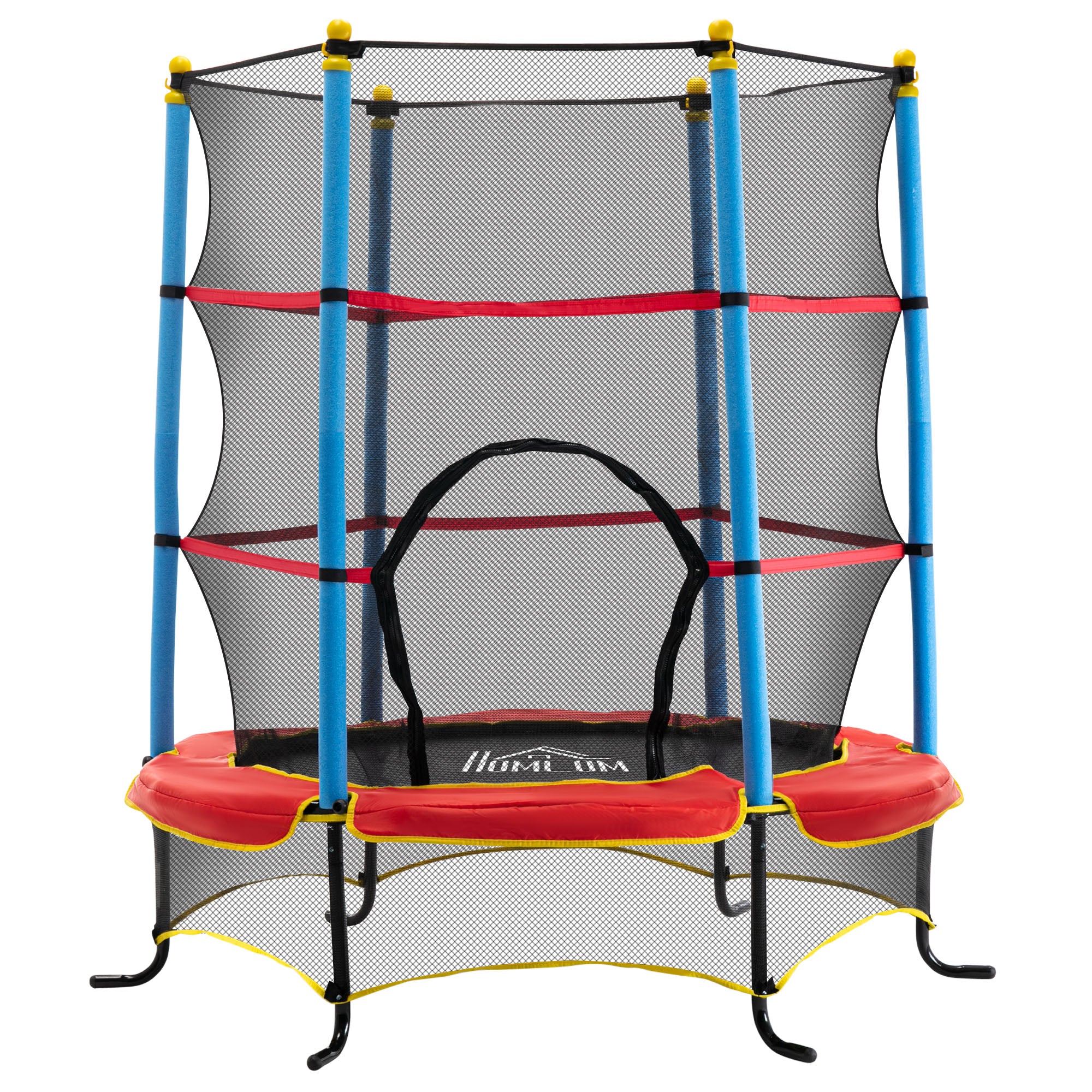 5.4FT/65 Inch Kids Trampoline with Enclosure Net Built-in Zipper Safety Pad Indoor Outdoor for Children Toddler Age 3-6 Years Old