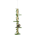Adjustable 202-242cm Floor to Ceiling Cat Tree with Anti-Slip Kit Multi-Layer Activity Center - Green