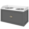 Raised Stainless Steel Dog Bowls with 21L Storage Drawer for Large Dogs - Grey