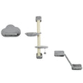 3-Piece Wall Mounted Cat Shelves with Hammock, Ladder, Scratching Post & Play Ball for Large Cats - Grey
