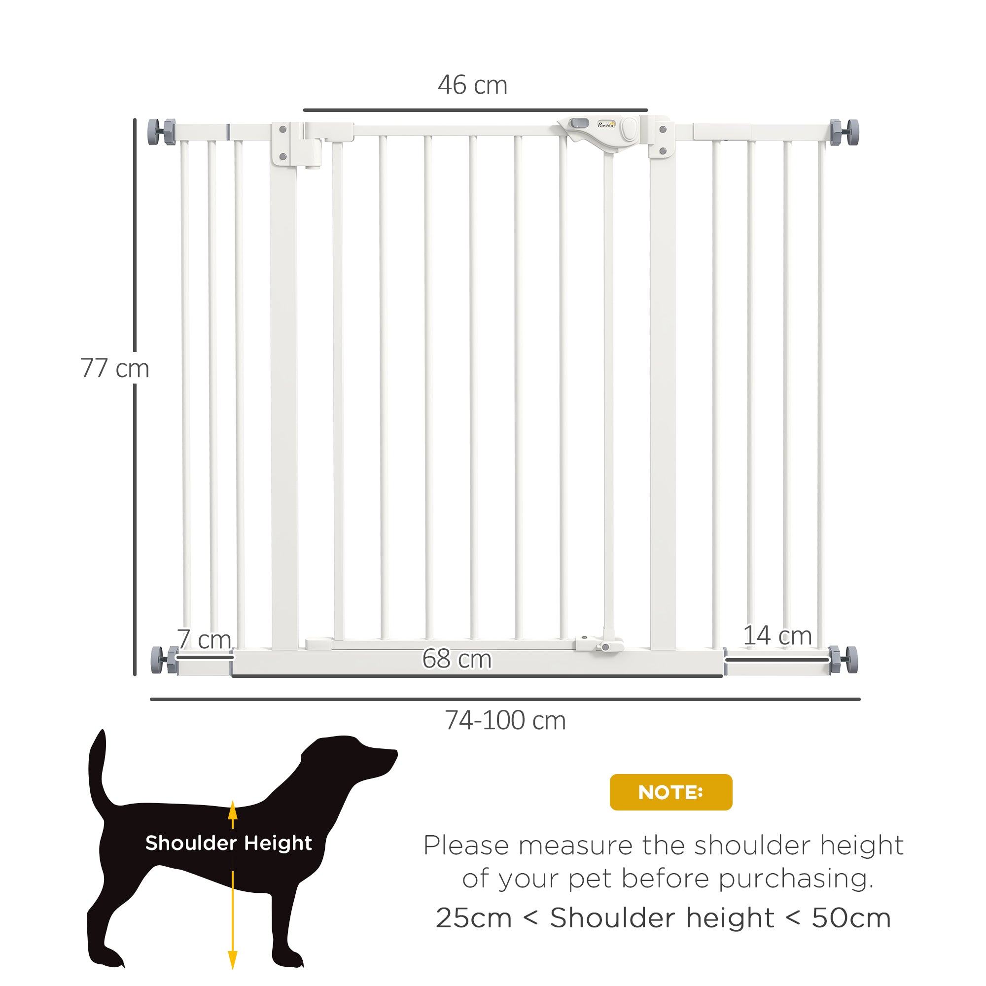 Metal 74-100cm Wide Adjustable Dog Gate Black