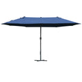 4.6m Double Canopy Garden Parasol with UV Protection - Blue