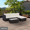 7 Piece Outdoor Cushion Pad Set for Rattan Furniture - Cream