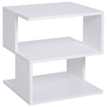Modern Square 2 Tier Wood Coffee Side Table with Storage Shelf - White