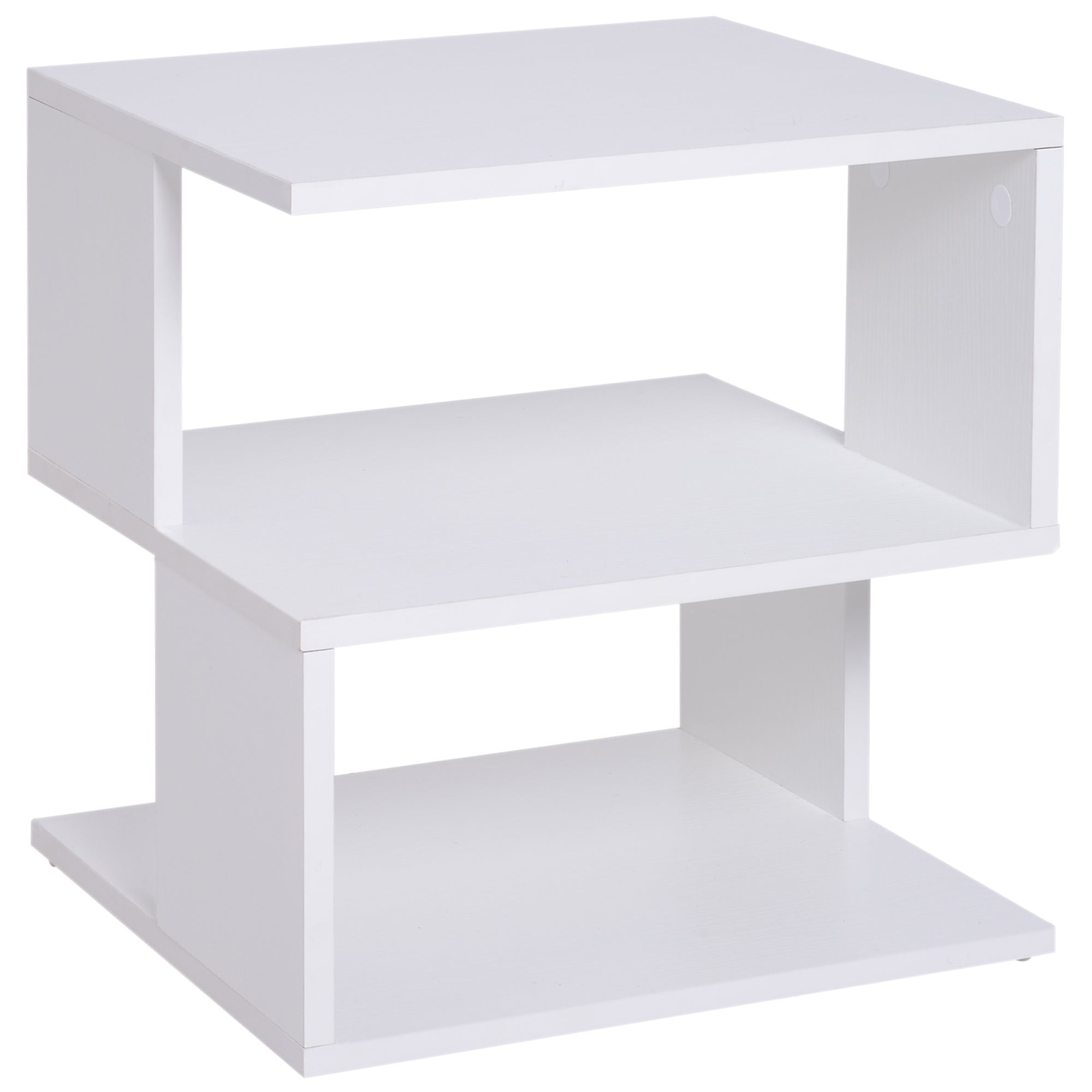 Modern Square 2 Tier Wood Coffee Side Table Storage Shelf Rack Living Room White