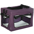 49cm Foldable Portable Pet Carrier with Cushion for Miniature Dogs and Cats - Purple