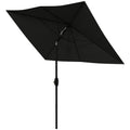 2 x 3m Rectangular Garden Parasol Umbrella with Crank & Tilt, 6 Ribs, Aluminium Pole - Black
