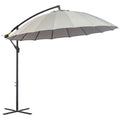 3 Metre Cantilever Garden Umbrella with Crank Handle and Cross Base - Grey