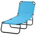Folding Chaise Lounge Pool Chair with Reclining Back and Steel Frame - Sky Blue