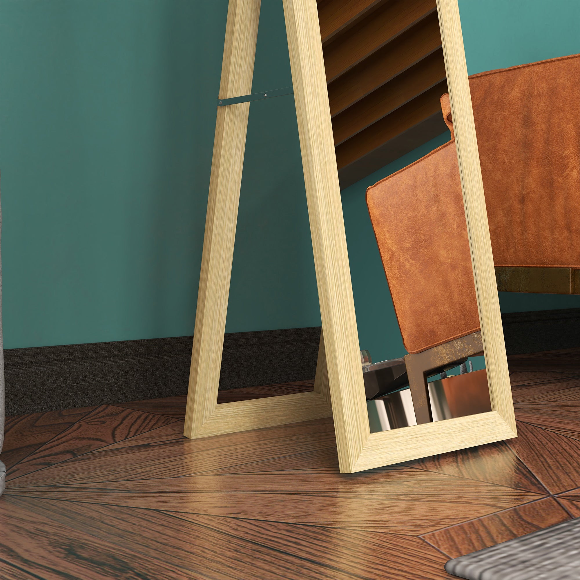 Rustic Full Length Hanging & Freestanding Floor Mirror 155 cm - Natural