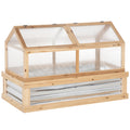 Raised Garden Bed with Cold Frame Greenhouse Top 122x61x82 cm - Natural Wood