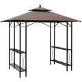 BBQ Tent with Flame Resistant Canopy and Side Tables - Black Coffee