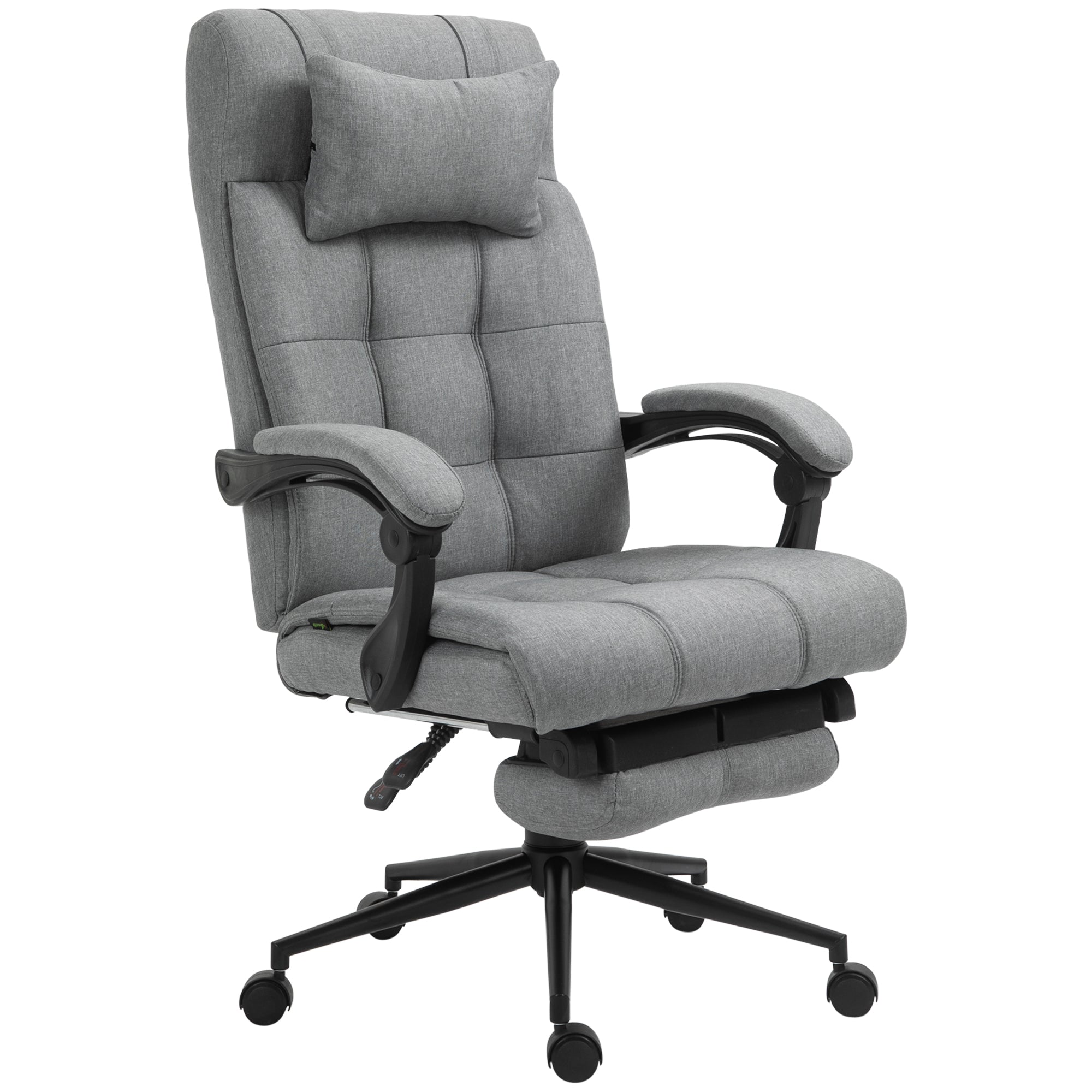 Office Chair with Footrest Ergonomic Office Chair with Armrests Lumber Support and Headrest Light Grey