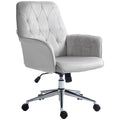 Linen Adjustable Height Swivel Computer Chair with Armrest - Light Grey