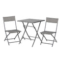 3 Piece PE Rattan Garden Bistro Set with Metal Frame - Grey