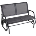 2-Person Outdoor Glider Bench Double Swing Chair Loveseat with Steel Frame - Grey